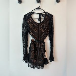 For Love And Lemons Black and Tan Lace Dress